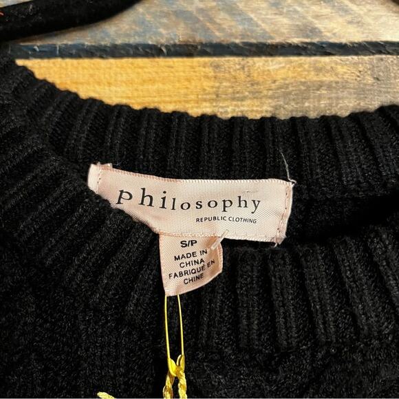 Philosophy Black And White Stripe Cable Knit Sweater Size‎ Small - Picture 7 of 9